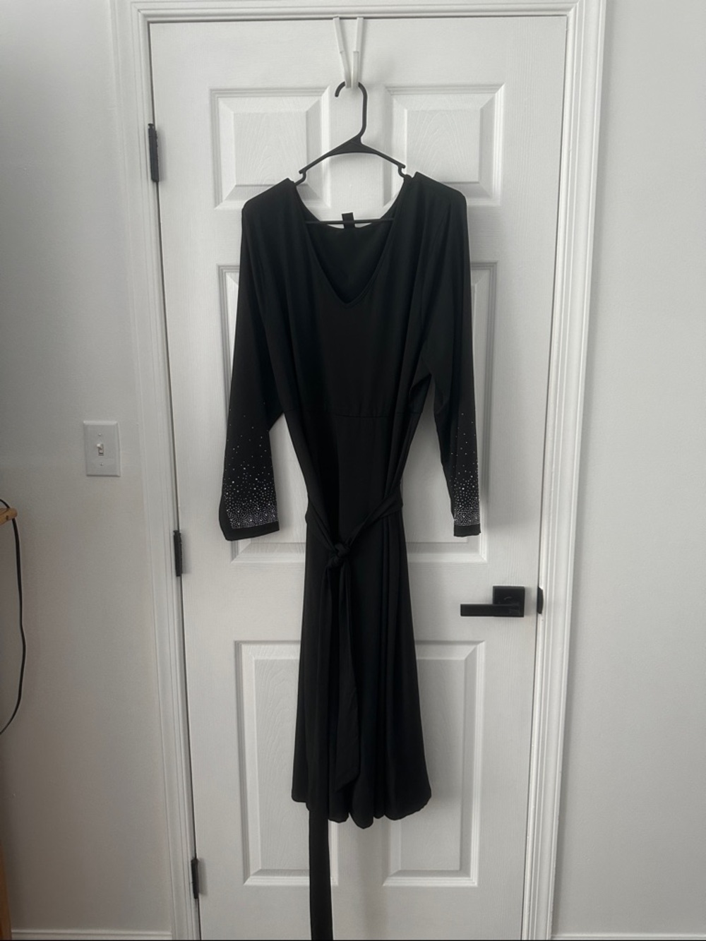 SHEIN Black Maxi Dress with Rhinestone Cuff Detail